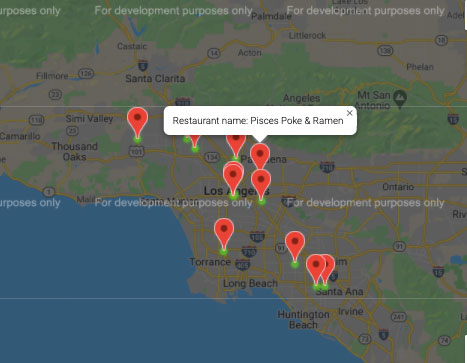 Map of best restaurant Pisces Poke and Ramen | Project by Sheri Rosalia | Data Engineer | Data Analyst | Data Scientist