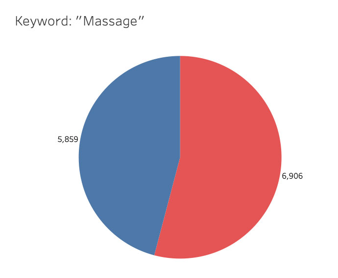 Massage Keyword Pie Chart | Project by Sheri Rosalia | Data Engineer | Data Analyst | Data Scientist