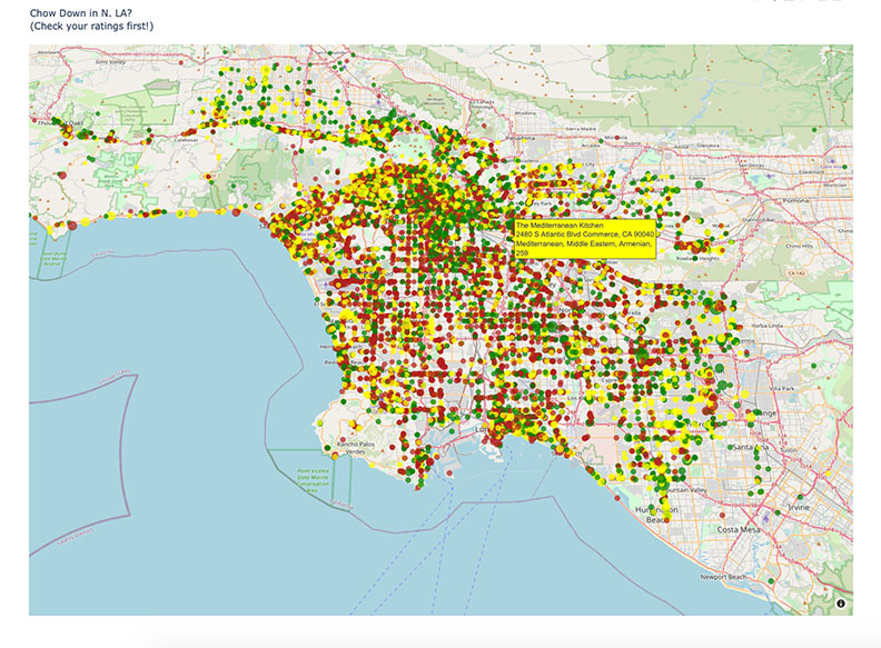 Click to see live map of rated restaruants in Los Angeles | Project by Sheri Rosalia | Data Engineer | Data Analyst | Data Scientist