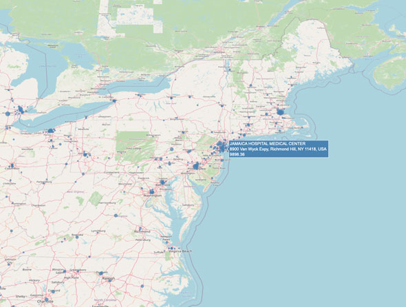 Click to see Interactive map of CMS Hospital payments to teaching hospitals, 2018 | Project by Sheri Rosalia | Data Engineer | Data Analyst | Data Scientist