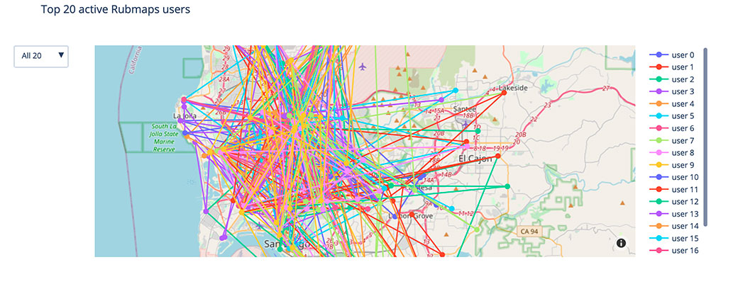 Click to See Live Map of Top 20 Active Rubmap Users | Project by Sheri Rosalia | Data Engineer | Data Analyst | Data Scientist