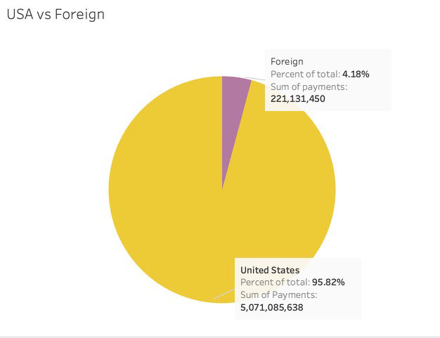 Data Pie Chart USA Froeign CMS Payments | Project by Sheri Rosalia | Data Engineer | Data Analyst | Data Scientist